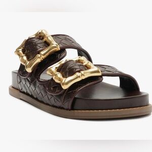 SCHUTZ Brown Sandals with Gold Accents